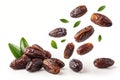 Falling Dried Dates Ã¢â¬\' Floating Sweet Fruits on White Background Royalty Free Stock Photo