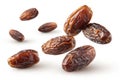 Falling Dried Dates Ã¢â¬\' Floating Sweet Fruits on White Background Royalty Free Stock Photo