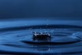 Falling drop of water closeup on a dark blue background Royalty Free Stock Photo