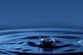 Falling drop of water closeup on a dark blue background Royalty Free Stock Photo