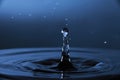 Falling drop of water closeup on a dark blue background Royalty Free Stock Photo