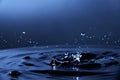 Falling drop of water closeup on a dark blue background Royalty Free Stock Photo