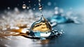 Falling drop of water, Splash effect after collision a falling drops with water Surface Royalty Free Stock Photo