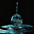 falling drops of water on a black background. concept of protecting natural resources