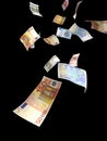 Falling Euro bills Royalty Free Stock Photo