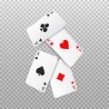 Falling four aces poker cards. Royalty Free Stock Photo