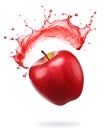 Falling Fresh red apple and splash of water high detail Royalty Free Stock Photo