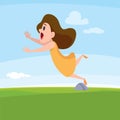 Falling girl. outdoor kids falling vector cartoon background