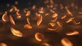 Falling glowing embers or sparks captured in warm golden light Royalty Free Stock Photo