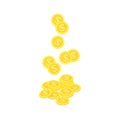Falling gold coin vector. Royalty Free Stock Photo