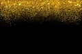 Falling Gold confetti border isolated on black. Golden dots dust vector background. Gold glitter texture effect. Easy to edit Royalty Free Stock Photo