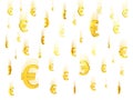 Falling gold euro symbols