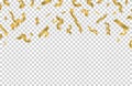 Falling gold ribbons. Golden confetti isolated on transparent background. Vector party festive banner with silk ribbons Royalty Free Stock Photo