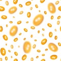 Falling golden coins vector seamless pattern. Flying money usd chips with blur effect on white background illustration Royalty Free Stock Photo