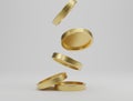 Falling golden coins on a white background. 3d rendering Royalty Free Stock Photo