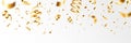 Falling golden confetti. Celebration carnival falling shiny glitter gold confetti, bright festive tinsel. Vector Royalty Free Stock Photo