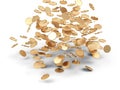 Falling golden money. Royalty Free Stock Photo
