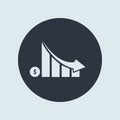 Falling graph dollar white color down. simple vector symbol in flat style Royalty Free Stock Photo