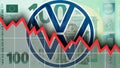 Falling graph - profit slump at VW Royalty Free Stock Photo