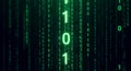 Falling Green Binary Code Streams on a Dark Background Representing Data and Technology digital Royalty Free Stock Photo