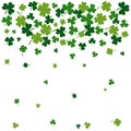 Falling green clover leaves. Vector illustration