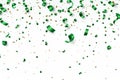 Falling green confetti and streamers seamless pattern on white background. Generative AI Royalty Free Stock Photo