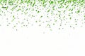 Falling green confetti and streamers seamless pattern on white background. Generative AI Royalty Free Stock Photo