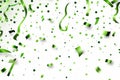 Falling green confetti and streamers seamless pattern on white background. Generative AI Royalty Free Stock Photo