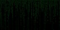 Falling green digital code pattern on black background Royalty Free Stock Photo