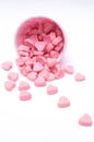 Falling heart candy in Pink polka dot paper cups