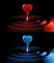 Falling heart shaped water drop into the water Royalty Free Stock Photo