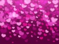 Falling hearts background. Heart shaped bokeh. Vector design for wedding or Valentines day Royalty Free Stock Photo