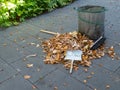 Falling leaves in autom have to be cleaned away Royalty Free Stock Photo