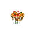 Falling in love cute basket oranges cartoon character design Royalty Free Stock Photo
