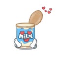 Falling in love cute condensed milk cartoon character design Royalty Free Stock Photo