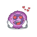 Falling in love cute eosinophil cell cartoon character design Royalty Free Stock Photo