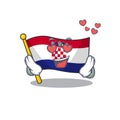 Falling In love cute flag croatia Scroll cartoon mascot design