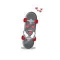 Falling in love cute skateboard cartoon character design