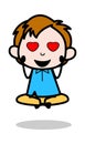 Falling in love - School Boy Cartoon Character Vector Illustration Royalty Free Stock Photo