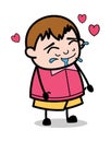 Falling in Love - Teenager Cartoon Fat Boy Vector Illustration Royalty Free Stock Photo