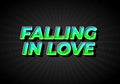 Falling in love. Text effect in gradient green blue color, 3D look. Dark background