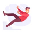 Falling Man Character Slip on the Ground Vector Illustration Royalty Free Stock Photo