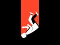 Falling man flat with long shadow. Male white silhouette on black background. Retro style, noir. Vector illustration Royalty Free Stock Photo