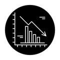 Falling markets black icon, vector sign on isolated background. Falling markets concept symbol, illustration