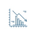 Falling markets line icon concept. Falling markets flat vector symbol, sign, outline illustration.