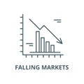 Falling markets vector line icon, linear concept, outline sign, symbol