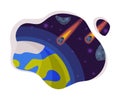 Falling Meteors, Asteroids or Comets Flying towards the Earth Scene Themed Vector Illustration Background Royalty Free Stock Photo
