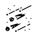 falling meteors glyph icon vector black illustration