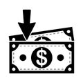 Falling money icon. vector dollar fall