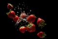 Falling motion strawberries water. Generate ai Royalty Free Stock Photo